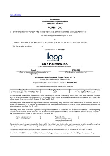 Thumbnail Loop Industries
 10-Q Quarterly Report FY 