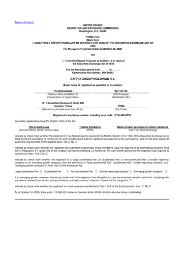 Thumbnail Expro Group 10-Q Quarterly Report FY2025 
