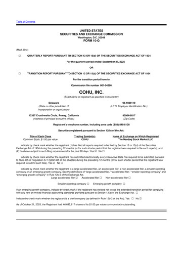 Thumbnail Cohu 10-Q Quarterly Report FY2025 