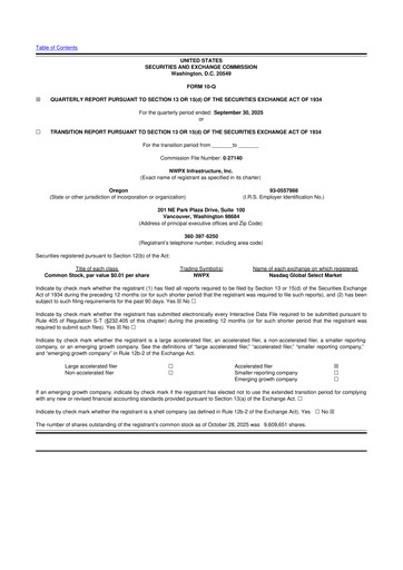Miniature Northwest Pipe Company
 10-Q Rapport trimestriel 2025 
