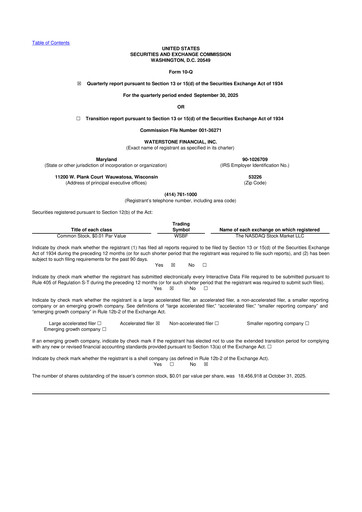 Thumbnail Waterstone Financial 10-Q Quarterly Report FY2025 