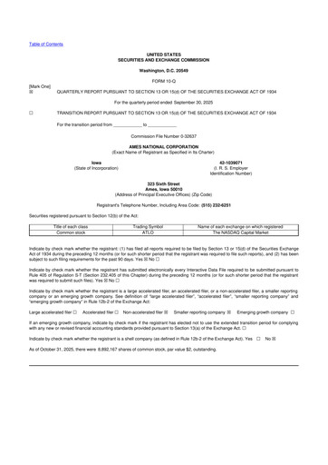 Thumbnail Ames National Corp. 10-Q Quarterly Report FY 