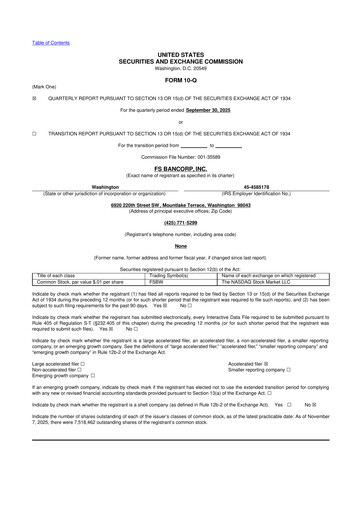 Thumbnail FS Bancorp 10-Q Quarterly Report FY2025 