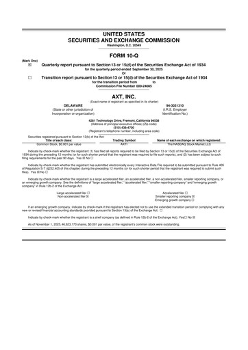 Thumbnail AXT Inc
 10-Q Quarterly Report FY2025 