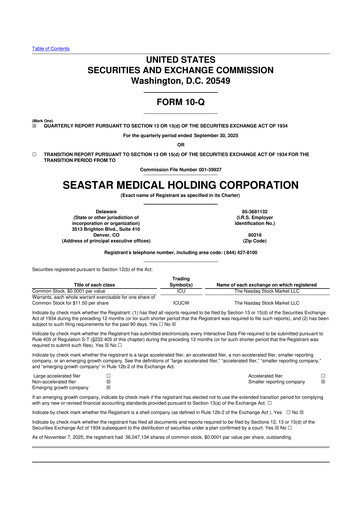 Vorschaubild SeaStar Medical  10-Q Quartalsbericht 2025 
