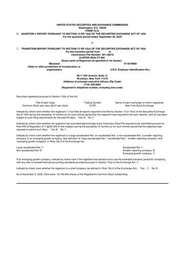 Thumbnail Clipper Realty 10-Q Quarterly Report FY2025 
