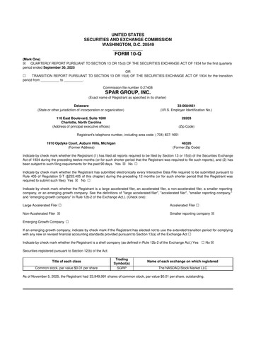 Thumbnail SPAR Group 10-Q Quarterly Report FY2025 
