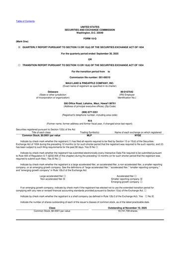 Thumbnail Maui Land & Pineapple Company 10-Q Quarterly Report FY2025 