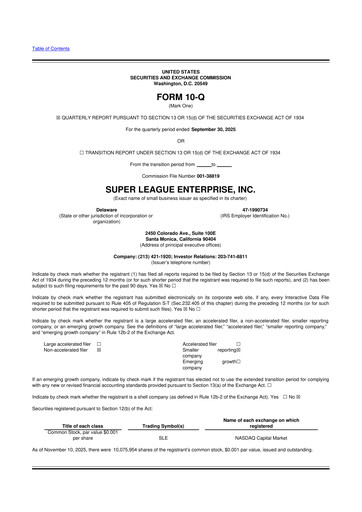Thumbnail Super League Enterprise 10-Q Quarterly Report FY2025 