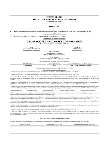 Thumbnail Geospace Technologies
 10-K Annual Report 2025