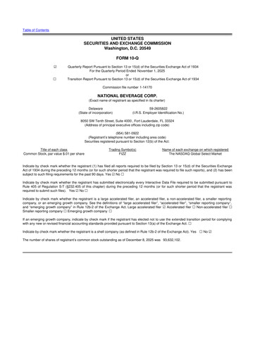 Thumbnail National Beverage
 10-Q Quarterly Report FY2026 