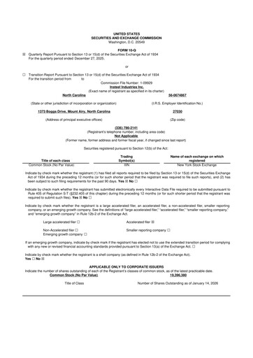 Vorschaubild Insteel Industries 10-Q Quartalsbericht  