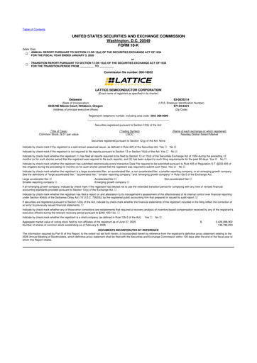 Thumbnail Lattice Semiconductor 10-K Annual Report 2025