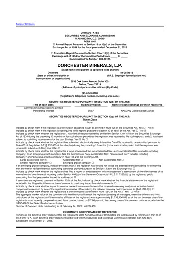Miniature Dorchester Minerals 10-K Rapport annuel 2025
