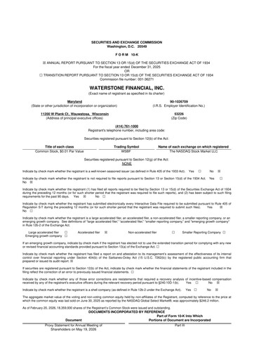 Thumbnail Waterstone Financial 10-K Annual Report 2025