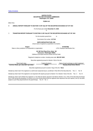 Miniature Northwest Pipe Company
 10-K Rapport annuel 2025