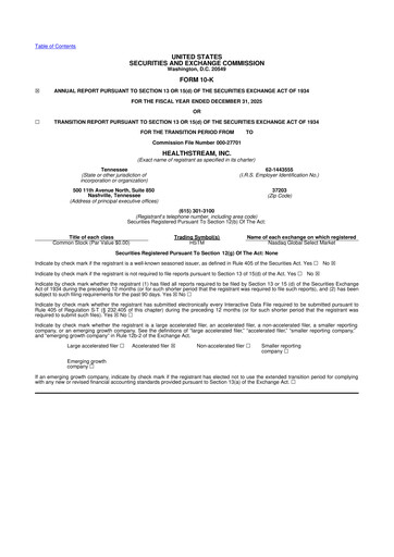 Thumbnail HealthStream 10-K Annual Report 2025