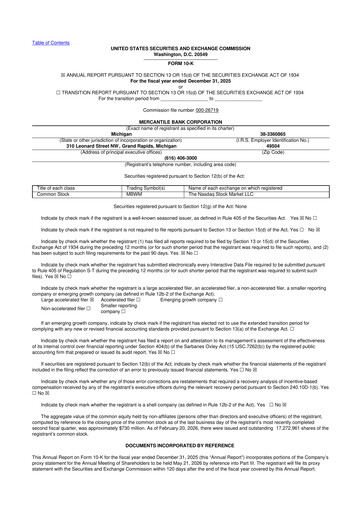 Thumbnail Mercantile Bank 10-K Annual Report 2025