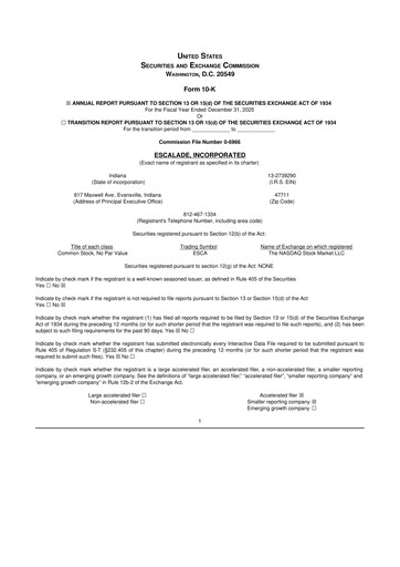 Thumbnail Escalade Sports 10-K Annual Report 