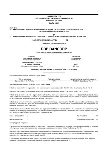 Thumbnail RBB Bancorp 10-K Annual Report 2025
