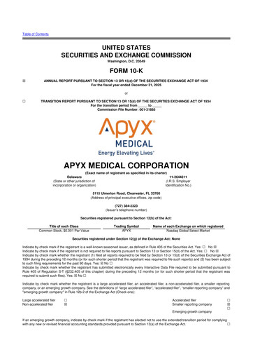 Miniature Apyx Medical 10-K Rapport annuel 2025