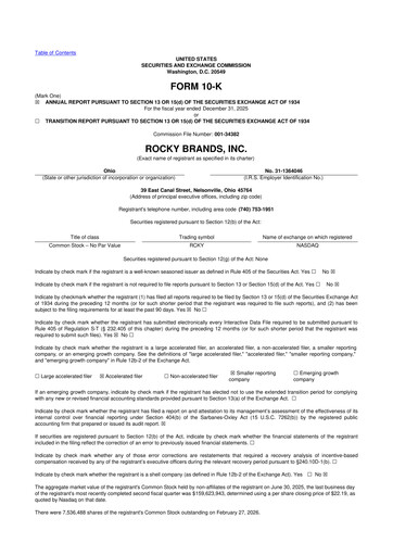 Thumbnail Rocky Brands 10-K Annual Report 2025