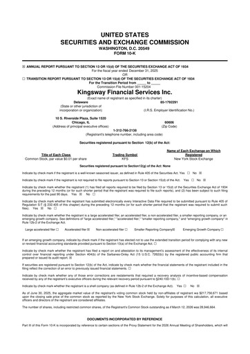 Thumbnail Kingsway Financial Services 10-K Annual Report 2025