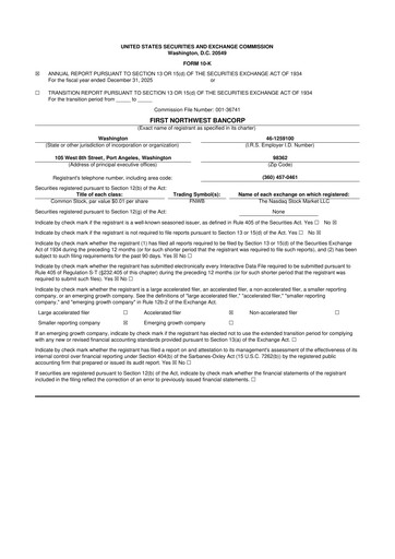 Thumbnail First Northwest Bancorp 10-K Annual Report 2025