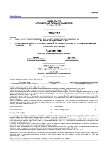 Miniature Aterian 10-K Rapport annuel 2025