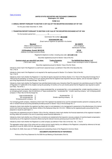 Thumbnail ECB Bancorp 10-K Annual Report 2025