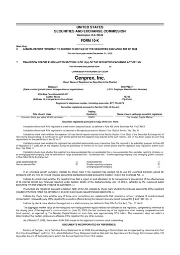 Miniature Genprex 10-K Rapport annuel 2025