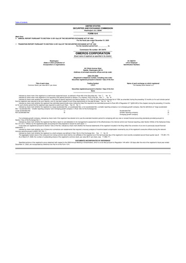 Thumbnail Omeros Corporation 10-K Annual Report 2025