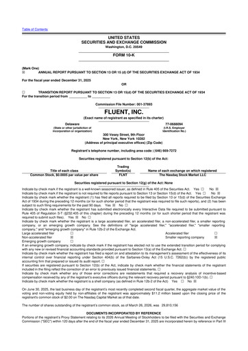 Vorschaubild Fluent 10-K Jahresbericht 2025