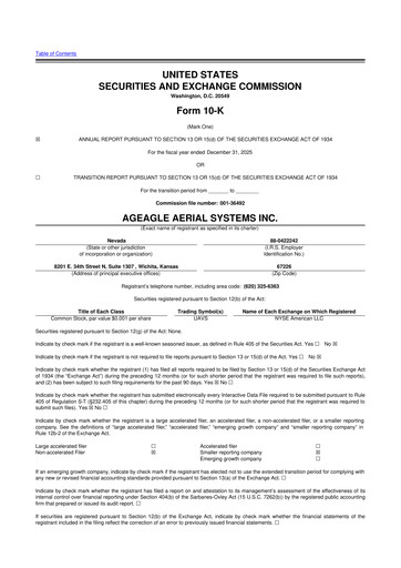 Thumbnail AgEagle Aerial Systems
 10-K Annual Report 