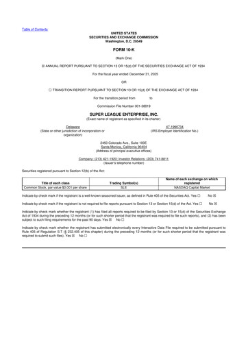 Miniature Super League Enterprise 10-K Rapport annuel 2025