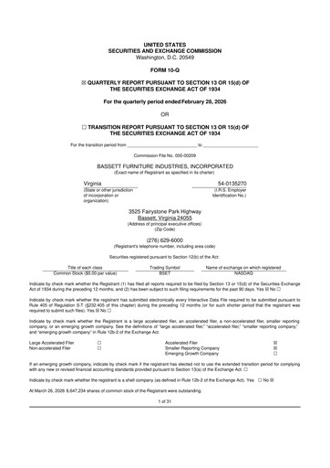 Thumbnail Bassett Furniture 10-Q Quarterly Report FY2026 