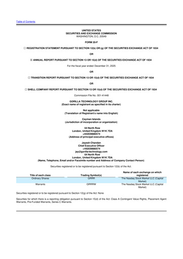 Miniature Gorilla Technology 20-F Rapport annuel 