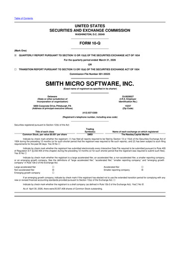 Thumbnail Smith Micro Software
 10-Q Quarterly Report FY 