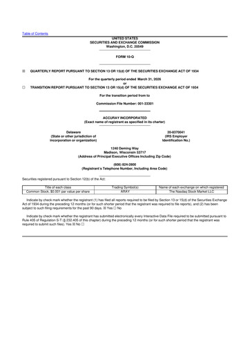 Thumbnail Accuray 10-Q Quarterly Report FY 