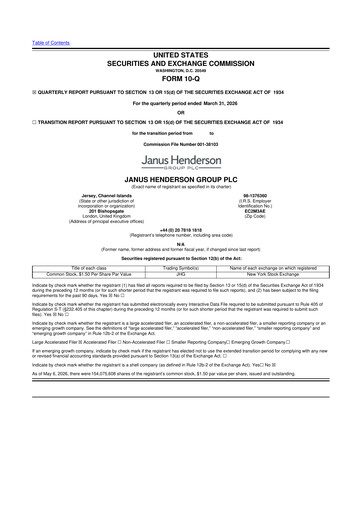 Thumbnail Janus Henderson
 10-Q Quarterly Report FY 