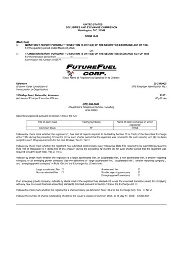 Thumbnail FutureFuel 10-Q Quarterly Report FY2026 