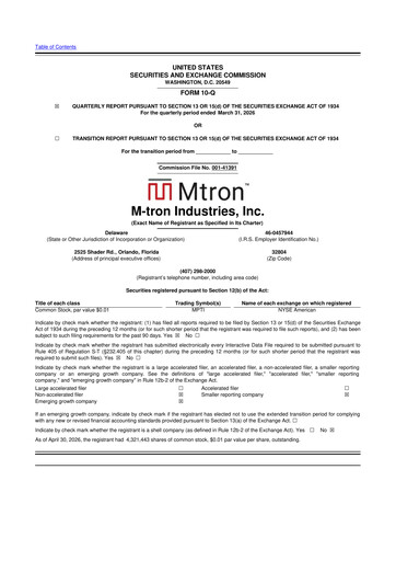 Thumbnail M-tron Industries 10-Q Quarterly Report FY 