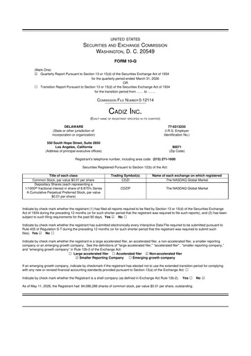 Thumbnail Cadiz Inc. 10-Q Quarterly Report FY2026 