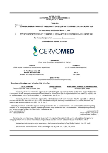 Vorschaubild CervoMed 10-Q Quartalsbericht  