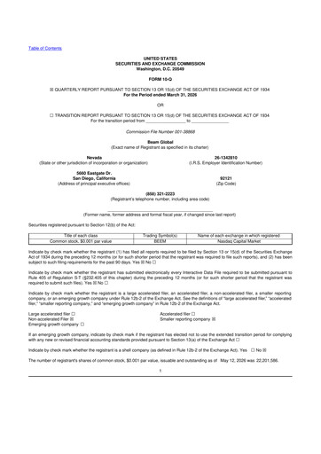 Thumbnail Beam Global 10-Q Quarterly Report FY2026 
