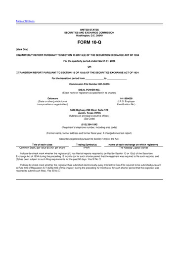 Miniature Ideal Power 10-Q Rapport trimestriel  
