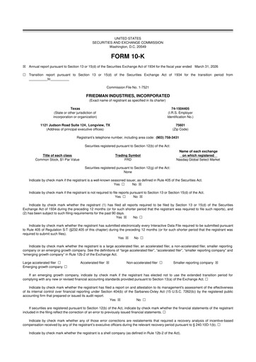 Miniature Friedman Industries 10-K Rapport annuel 2026