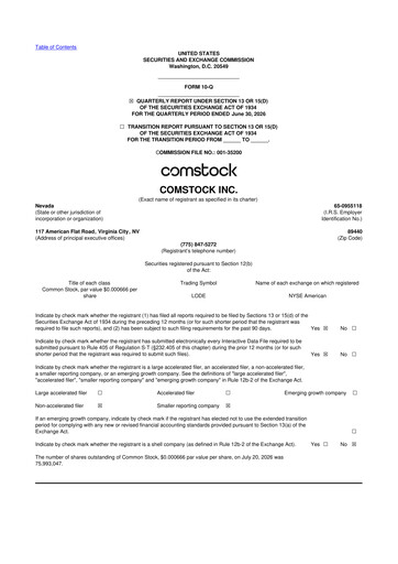 Thumbnail Comstock Inc. 10-Q Quarterly Report FY2026 
