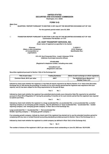 Vorschaubild J. B. Hunt
 10-Q Quartalsbericht 2026 