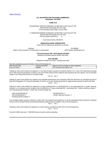 Thumbnail Mercantile Bank 10-Q Quarterly Report FY2026 